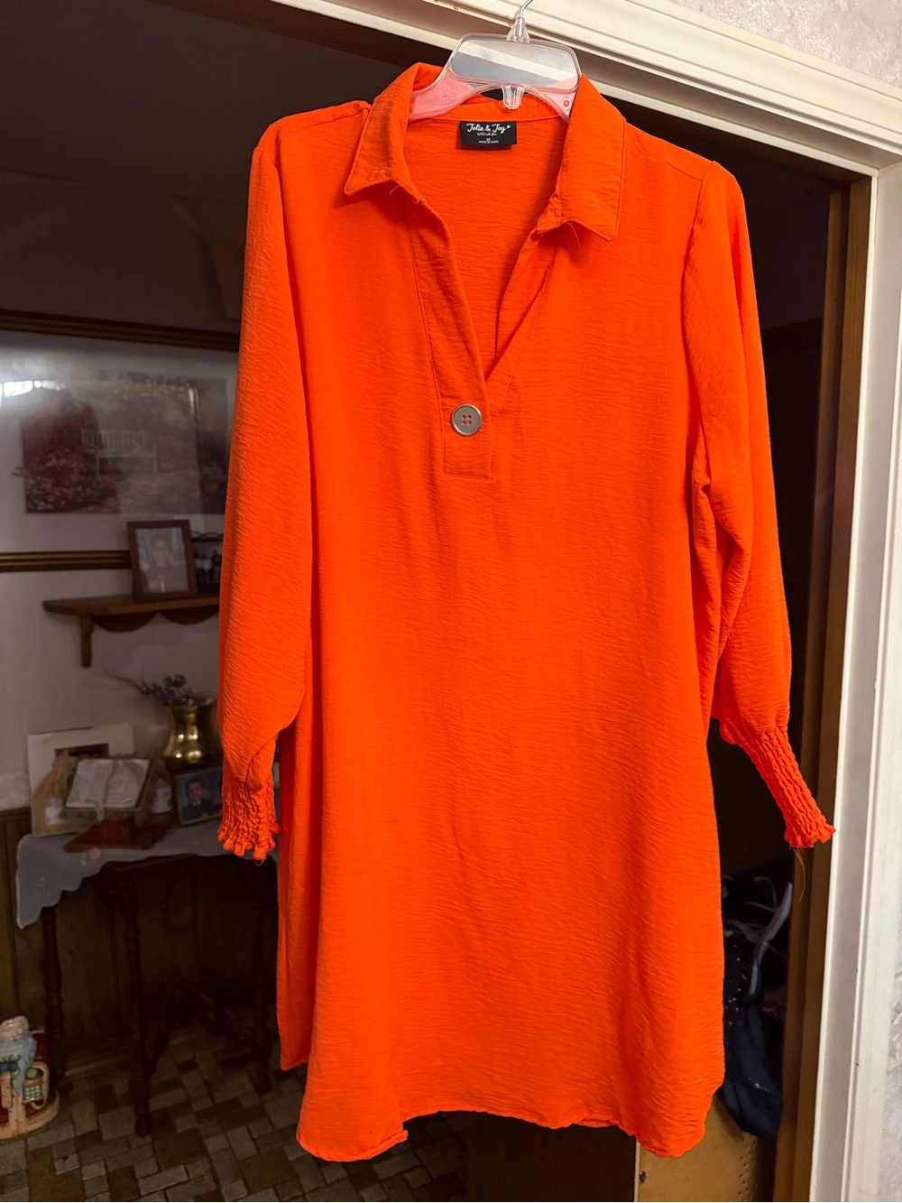 Talbots Vibrant Orange Collared Tunic